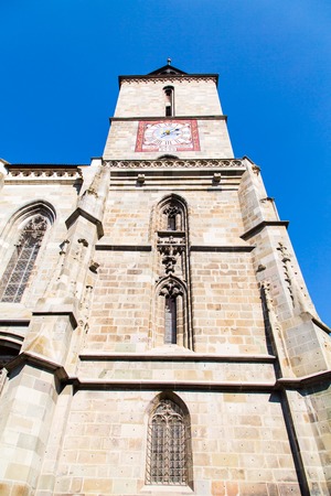 Gothic building of the Black Church, Biserica Neagra in Brasov, Transylvania, Romaniaの写真素材
