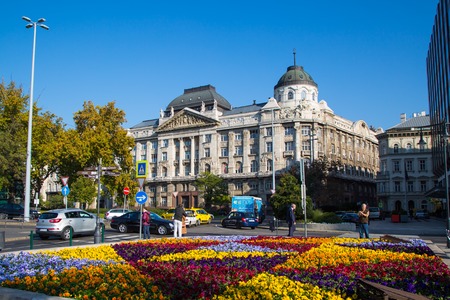 Budapest, Hungary - November, 5, 2014: The old building of the Gresham palace in Budapest and people aroundのeditorial素材