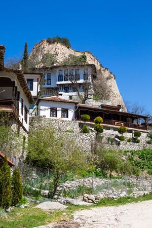 Melnik, Bulgaria - April 15, 2015:  Traditional stone-built house  from the Revival period in Melnik town, Bulgariaのeditorial素材