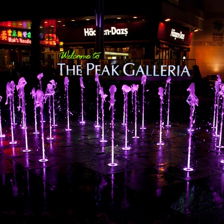 Hong Kong, China  - January, 11, 2014: Colorful fountains at the Peak Victoria, Hong Kongのeditorial素材