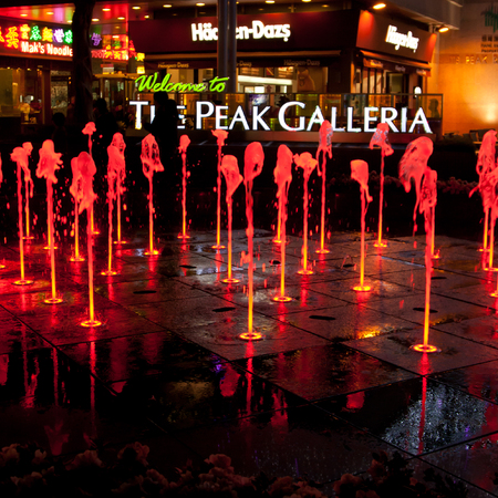 Hong Kong, China  - January, 11, 2014: Colorful fountains at the Peak Victoria, Hong Kongのeditorial素材