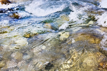 Background with Close up of a waterfall stream during high water flow at springtime