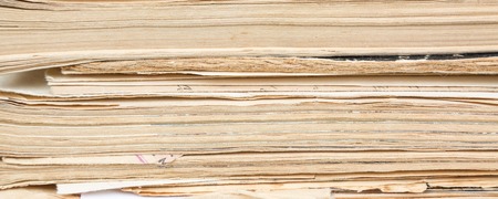 Closeup panoramic macro old book pages vintage texture background