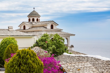 View of Monastery of Archangel Michael, Thassos island, Greeceの写真素材