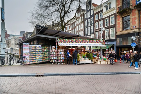 Amsterdam, Netherlands - March 31, 2016: Dutch flower market, people in Amsterdam, The Netherlandsのeditorial素材