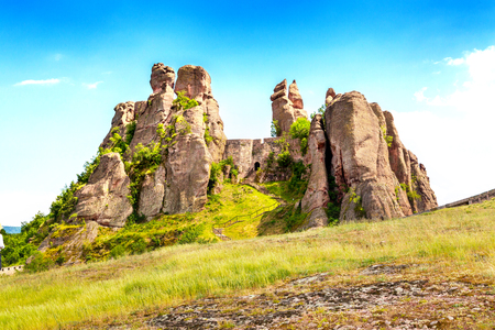 Vibrant image of Belogradchik cliff rocks at ancient Kaleto fortress, Bulgariaの写真素材