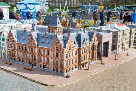 Hague, Netherlands - April 8, 2016: Madurodam, Holland miniature park and tourist attraction in Hague, Netherlandsのeditorial素材
