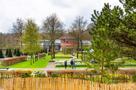 Lisse, Netherlands - April 4, 2016: People walking in dutch spring garden Keukenhof, Lisse, Netherlandsのeditorial素材