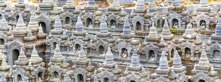 Buddism stupa background, ancient buddhist temple panoramaの写真素材