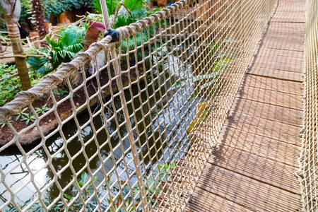 The bamboo rope bridge close upの写真素材