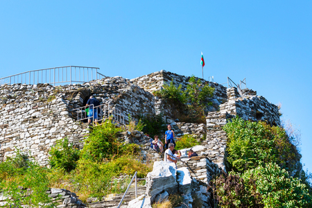Asenovgrad, Bulgaria - September 4, 2016: Asenova Krepost or Asen's Fortress and touristsのeditorial素材