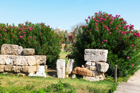 Ruins and part of old wall in ancient Kerameikos district in Athens, Greeceの写真素材