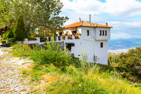 Makrinitsa, Greece - October 12, 2016: Street view at Makrinitsa, village in Pelion in Greeceのeditorial素材