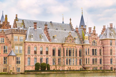 Panorama of parliament and court building Binnenhof in Hague, Hollandの写真素材