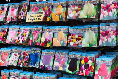 Amsterdam, Netherlands - March 31, 2016: Dutch flower market, flowers seeds for saleのeditorial素材
