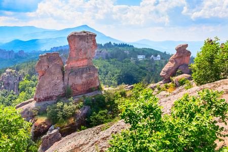 Landscape with high cliff rocks, near Belogradchik, Bulgariaの写真素材