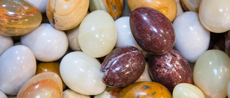Easter background banner with many different colors Marble Eggsの写真素材
