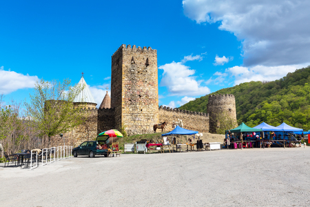 Ananuri, Georgia - April 26, 2017: Ananuri castle complex on the Aragvi River in Georgia, Europe.のeditorial素材