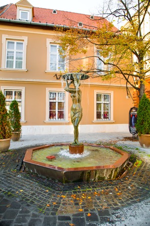 Budapest, Hungary - Novmber 5, 2014: Fountain woman statue in the center of Budapest cityのeditorial素材