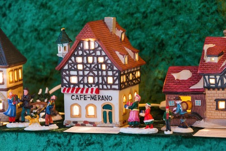 Nuremberg, Germany - December 24, 2016: Nuremberg symbol half-timbered house miniature at Christmas market stallのeditorial素材
