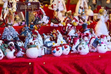 Nuremberg, Germany - December 24, 2016: European Christmas market stall with different giftsのeditorial素材
