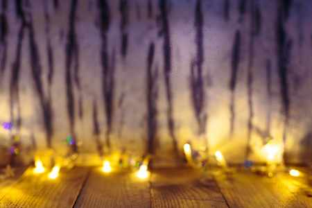 Christmas or New Year background with lights and copy spaceの写真素材