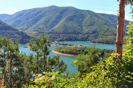 Nature gem Vacha dam in Rhodopes mountains, Bulgariaの写真素材