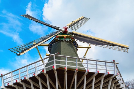 windmill close-up and blue sky, copy spaceの写真素材