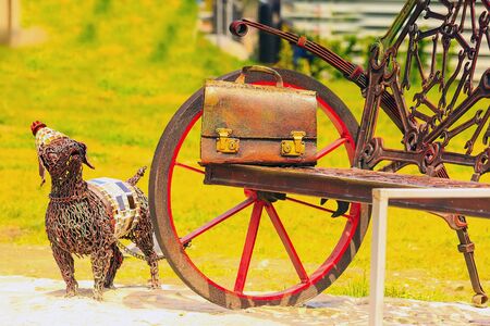 Tbilisi, Republic of Georgia - April 29, 2017: Dog sculpture in Europe square in Tbilisi, Georgiaのeditorial素材
