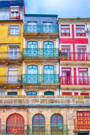 Porto, Portugal old town colorful traditional housesの写真素材