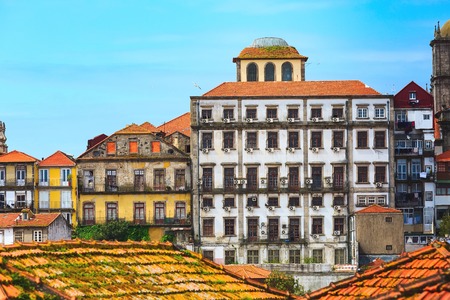Porto, Portugal old town traditional houses view close-upの写真素材