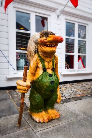 Stavanger, Norway - August 2, 2018: Statue of a traditional norwegian troll in Norwayのeditorial素材