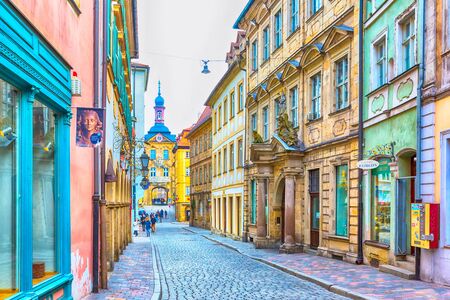 Bamberg, Germany - February 19, 2017: Bamberg city center street view and peopleのeditorial素材