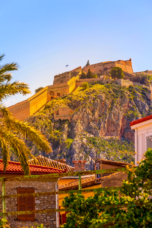Palamidi fortress castle on hill top in Nafplio or Nafplion, Peloponnese, Greeceのeditorial素材