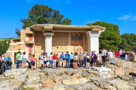Knossos, Greece - April 27, 2019: People visiting Crete landmark, ruins of Minoan Palaceのeditorial素材