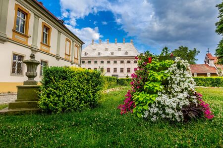 Wroclaw, Poland houses and flowers view of Ostrow Tumski islandの写真素材