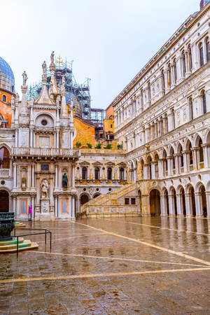 Venice, Italy landmark view from inside the courtyard at the Doges Palace, or also known as Palazzo Ducaleのeditorial素材