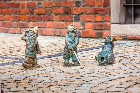 Wroclaw, Poland - August 9, 2015: Disabled dwarves on the Market Square, tourist attraction of the...