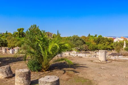 Athens, Greece, ancient ruins of Agora near Acropolisの写真素材