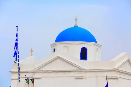 Traditional greek church dome in Mykonos island, Greece