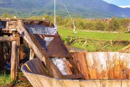 Bulgarian valevitsa. Old style traditional natural washing machine in Bansko, Bulgariaの写真素材