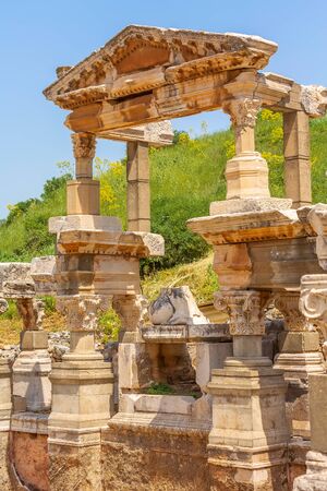 Close-up details of ruins of Ephesus or Efes famous site in Turkeyの写真素材