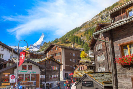 Zermatt, Switzerland autumn street viewのeditorial素材