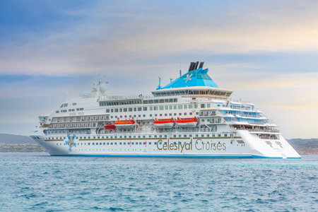 Milos, Greece Celestyal Crystal cruise shipのeditorial素材