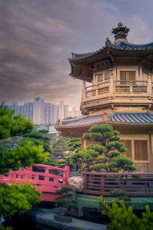 Pavilion in Nan Lian Garden, Hong Kongの写真素材