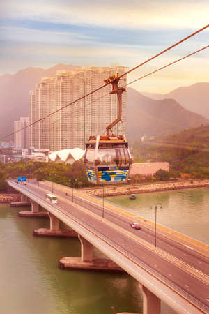 Cable cars on Lantau Island, Hong Kongのeditorial素材
