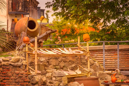 Georgia, old traditional georgian wine qvevri jugの写真素材