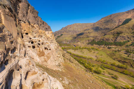 Vardzia cave monastery and city in rock, Georgiaの写真素材