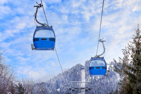 Ski resort Bansko, Bulgaria, ski liftの写真素材
