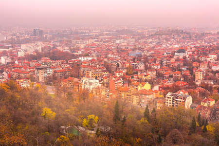Plovdiv, Bulgaria - November 26, 2021: Cityscape view of bulgarian city in autumnのeditorial素材
